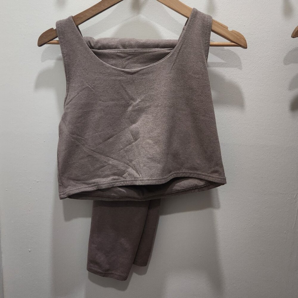 Pact Organic Cotton Activewear Set – Deep Taupe Heather Size L